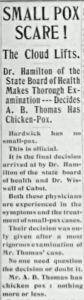 Smallpox scare in Hardwick 1900